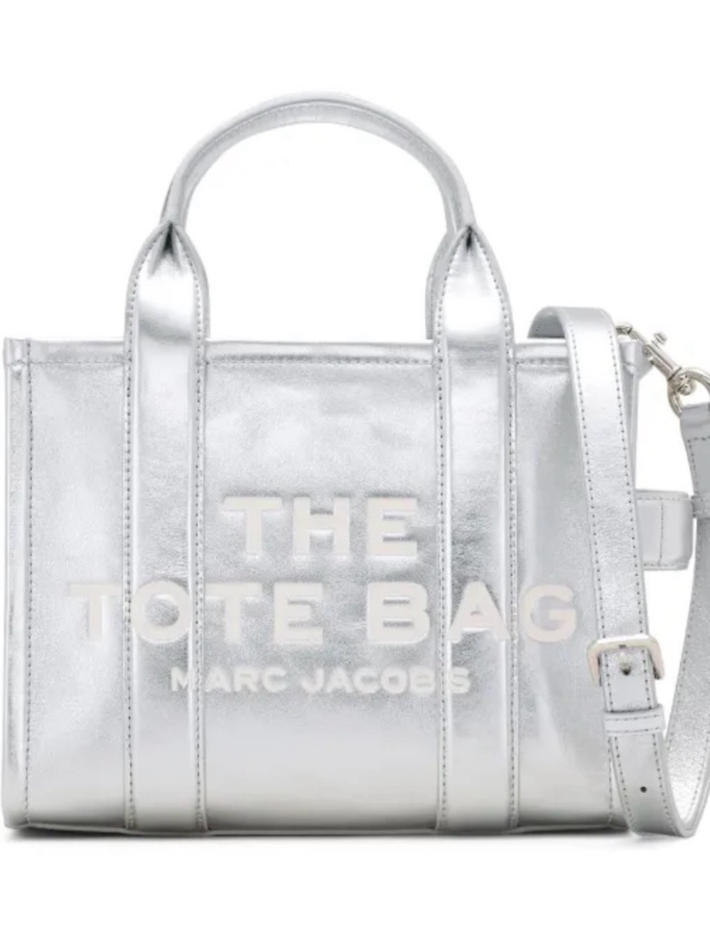 Marc Jacobs Small The Tote Bag Silver Like New